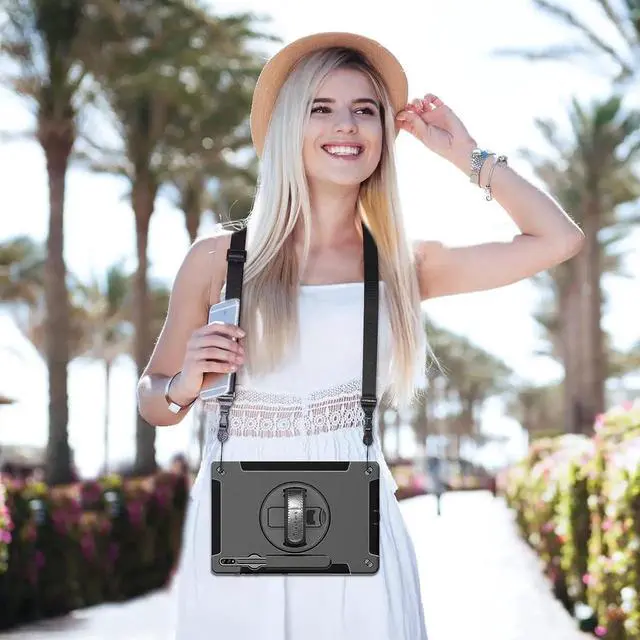 Alt view image 2 of 7 - JAENFONG Case for Galaxy Tab S7 FE/S8 Plus/S7 Plus, Military Grade Shockproof Case with Hand/Shoulder Strap-S Pen Holder-Rotating Kickstand for Samsung Galaxy Tab S7 FE/S8 Plus/S7 Plus 12.4 Inch