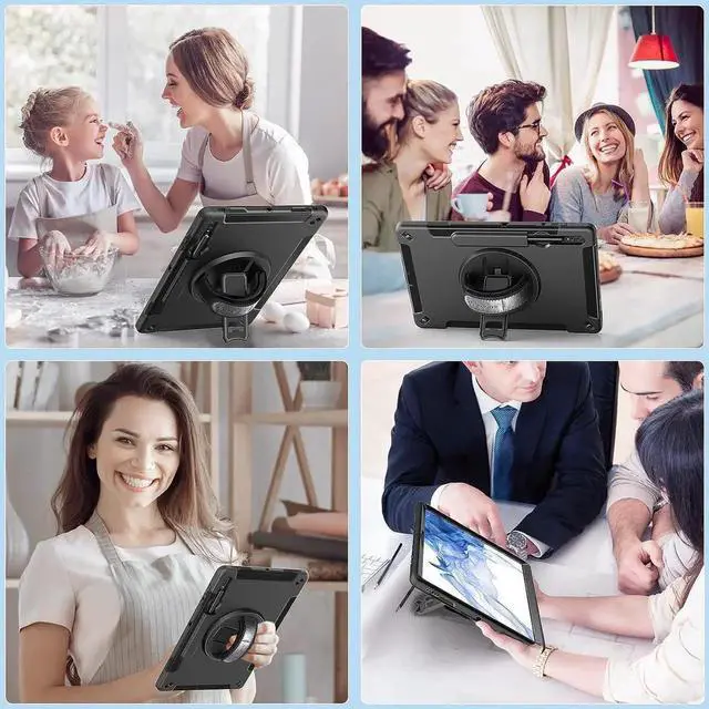 Alt view image 7 of 7 - JAENFONG Case for Galaxy Tab S7 FE/S8 Plus/S7 Plus, Military Grade Shockproof Case with Hand/Shoulder Strap-S Pen Holder-Rotating Kickstand for Samsung Galaxy Tab S7 FE/S8 Plus/S7 Plus 12.4 Inch