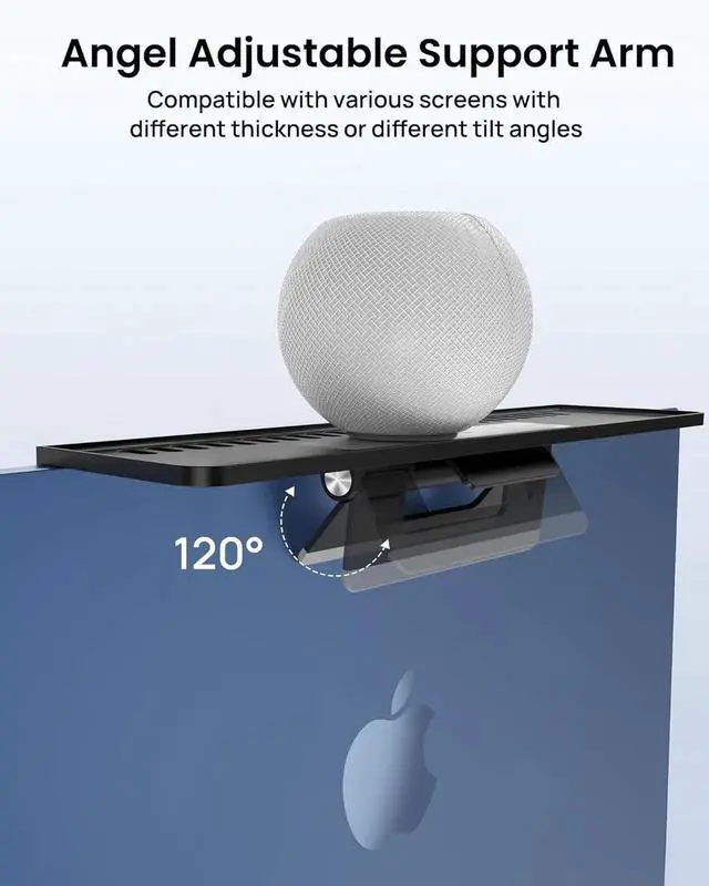 Alt view image 3 of 7 - Monitor Top Shelf for TV, No Drill Adjustable Computer Monitor Top TV Shelf Mount, Space Saving Screen Top Shelf for Cable Box,Streaming Devices,Router and Home Decor, Black