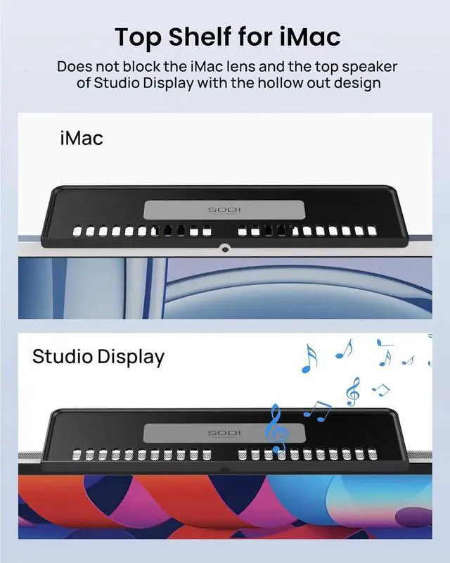 Alt view image 4 of 7 - Monitor Top Shelf for TV, No Drill Adjustable Computer Monitor Top TV Shelf Mount, Space Saving Screen Top Shelf for Cable Box,Streaming Devices,Router and Home Decor, Black