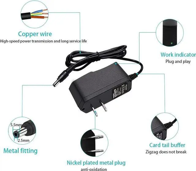 Alt view image 3 of 4 - JAENFONG 12V 1A Power Adapter AC 100-240V to DC 12V 1A AC Adapter Power Supply 12W 12V 1A Adapter DC Connector Jack 5.5mmx2.1mm for LED Strip Lights, Audio/Video, Wireless Router