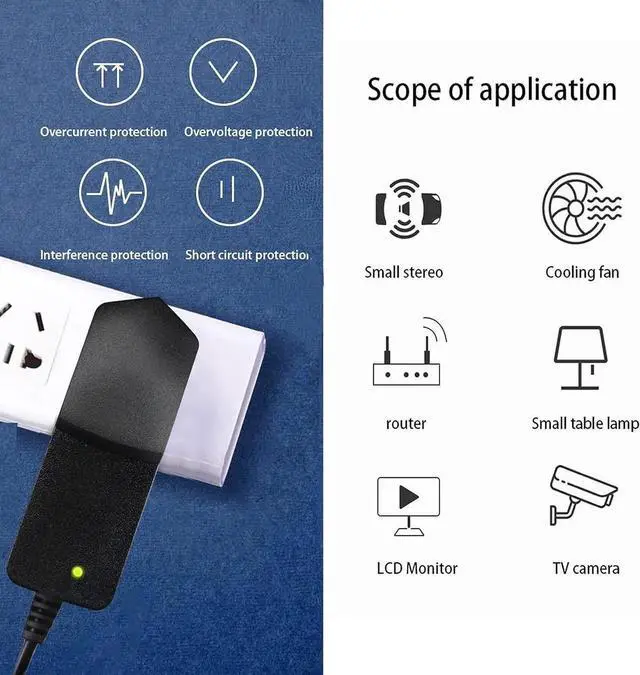 Alt view image 2 of 4 - JAENFONG 12V 1A Power Adapter AC 100-240V to DC 12V 1A AC Adapter Power Supply 12W 12V 1A Adapter DC Connector Jack 5.5mmx2.1mm for LED Strip Lights, Audio/Video, Wireless Router