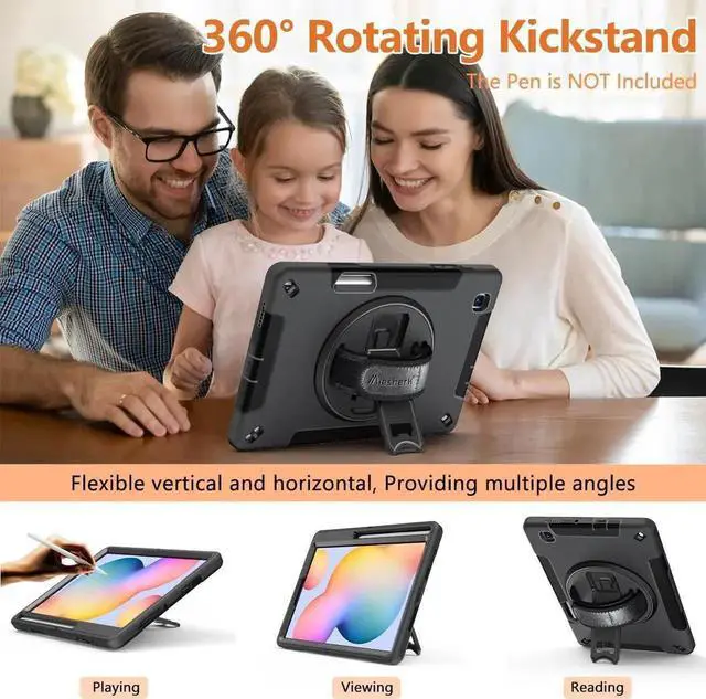 Alt view image 4 of 7 - JAENFONG Case for Galaxy Tab S6 Lite: Military Grade Heavy Duty Shockproof Cover for Samsung Galaxy Tablet S6 Lite 10.4 Inch 2022/2020 (SM-P610/P613/P615/P619), Black