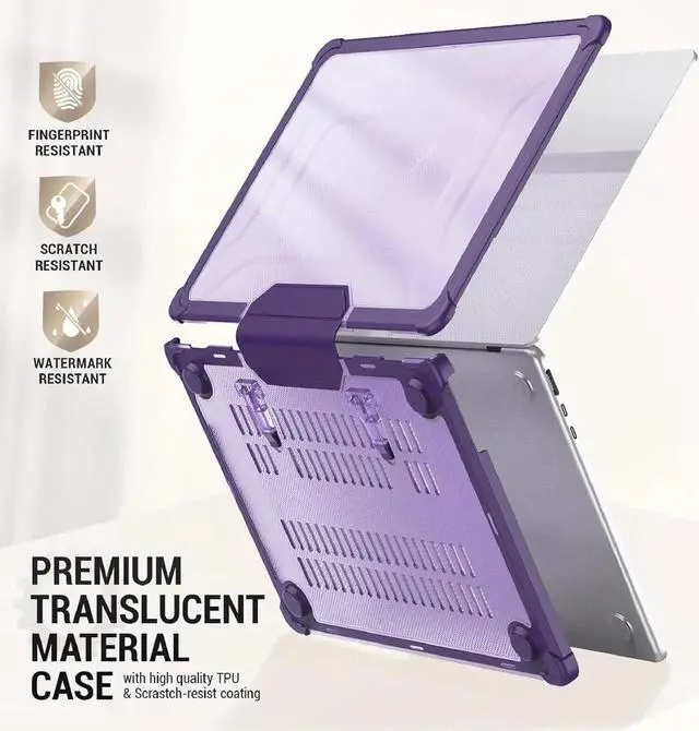 Alt view image 4 of 7 - MBook Pro 16 inch Case 2023/2022/2021 A2991 A2780 A2485, Shock-Absorbing Protection Case with Folding Stand &Mouse Pad/Bag for MBook Pro 16'' M3/M2/M1 A2991 A2780 A2485 (Purple)Compatibility: Exclusiv