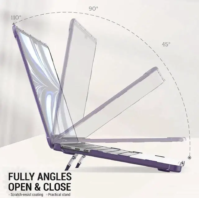 Alt view image 2 of 7 - MBook Pro 16 inch Case 2023/2022/2021 A2991 A2780 A2485, Shock-Absorbing Protection Case with Folding Stand &Mouse Pad/Bag for MBook Pro 16'' M3/M2/M1 A2991 A2780 A2485 (Purple)Compatibility: Exclusiv