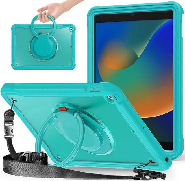 Main image of Ultimate Protection Case for iPad 10.2 Inch 9th / 8th / 7th Generation (2021/2020 / 2019) Sturdy Shockproof Tablet Cover with 360° Rotatable Kickstand & Shoulder Strap/Pencil Holder, Blue