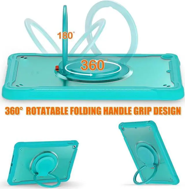 Alt view image 2 of 7 - Ultimate Protection Case for iPad 10.2 Inch 9th / 8th / 7th Generation (2021/2020 / 2019) Sturdy Shockproof Tablet Cover with 360° Rotatable Kickstand & Shoulder Strap/Pencil Holder, Blue