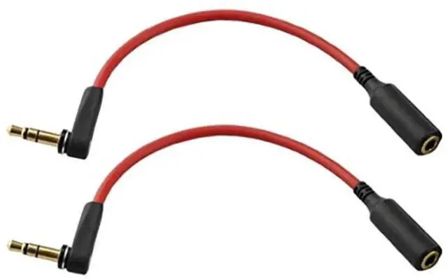 Main image of 2PACK 6 inch 3-Pole 3.5mm Male Right Angle to 3.5mm Female Stereo Audio Cable Headset Extension Cable Replacement for Beats Dr. Dre Studio iPhone