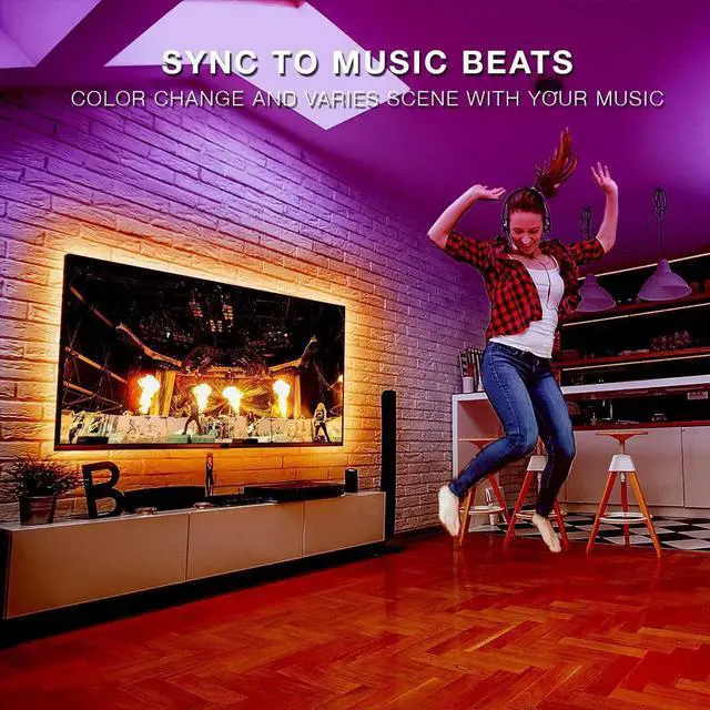 Alt view image 7 of 7 - LED Lights for TV 65 Inch TV Led Backlight 15ft Led TV Lights USB Led Strip Lights for TV 65-75 inch with Remote Room Led Lights for Bedroom Bluetooth HDTV Mood Lighting Gaming Room Decor