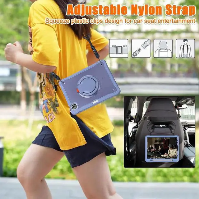 Alt view image 7 of 7 - JAENFONG Ultimate Case for iPad Pro 12.9-inch 2022 6th M2 /2021 (5rd Generation) / iPad Pro 12.9" 4th/3rd Gen Rugged Shockproof Tablet Cover with 360° Rotatable Kickstand & Shoulder Strap, Lavender