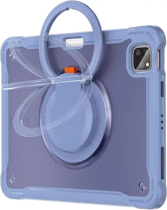 Alt view image 4 of 7 - JAENFONG Ultimate Case for iPad Pro 12.9-inch 2022 6th M2 /2021 (5rd Generation) / iPad Pro 12.9" 4th/3rd Gen Rugged Shockproof Tablet Cover with 360° Rotatable Kickstand & Shoulder Strap, Lavender