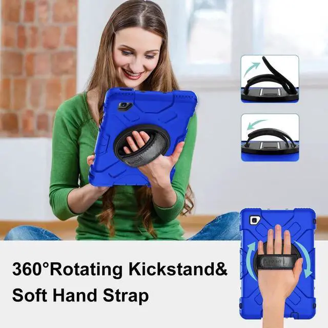 Alt view image 2 of 7 - JAENFONG Case for Galaxy Tab A7 Lite, Military Grade Heavy Duty Shockproof Case with Hand/Shoulder Strap Rotating Kickstand for Samsung Galaxy Tab A7 Lite 8.7 Inch 2021,Blue