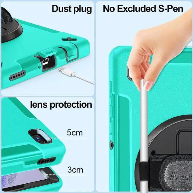 Alt view image 7 of 7 - JAENFONG Case for Galaxy Tab A7 Lite, Military Grade Heavy Duty Shockproof Case with Hand/Shoulder Strap Rotating Kickstand for Samsung Galaxy Tab A7 Lite 8.7 Inch 2021, Jade Green