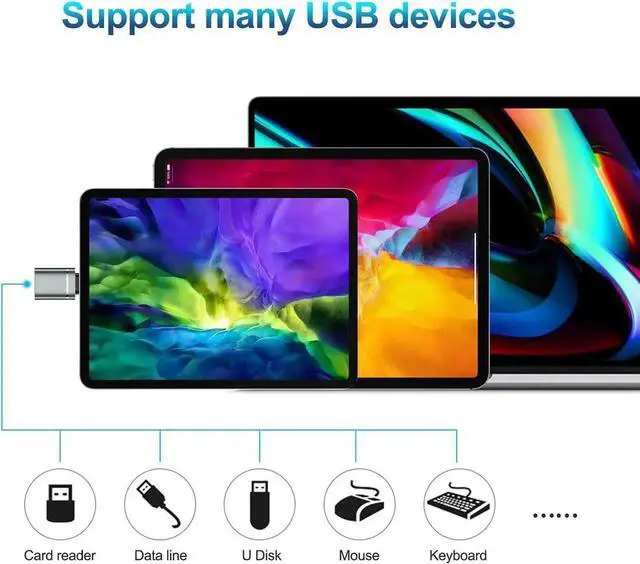 Alt view image 3 of 7 - USB C to USB Adapter 3-Pack USB C Male to USB 3.0 Female Adapter Compatibllity for iMac 2021 for iPad Pro 2021 for MacBook Pro 2020 for MacBook Air 2020 and Other Type C or Thunderbolt 3 Devices gray