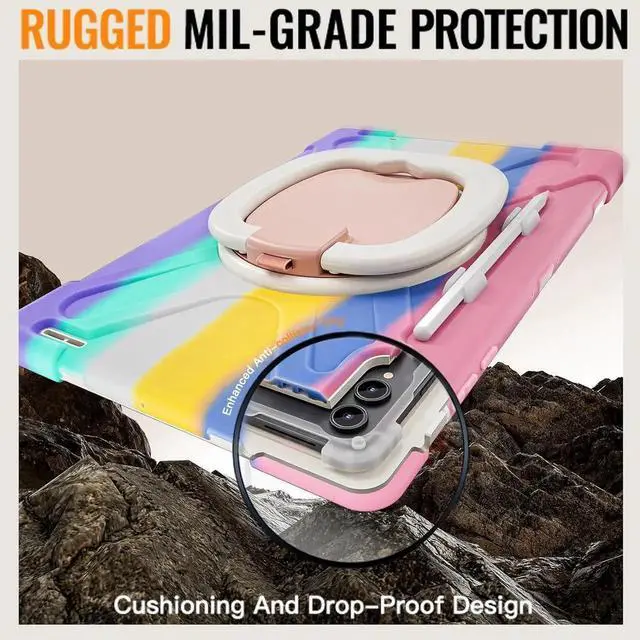 Alt view image 2 of 7 - Compatible with Sam-sung Galaxy Tab S11 Ultra 14.6" 2025 Released Model SM-X930/X936B CaseMilitary Grade Shockproof Case with Screen Protector,360° Rotating Stand/Handle Shoulder Cover(Black)