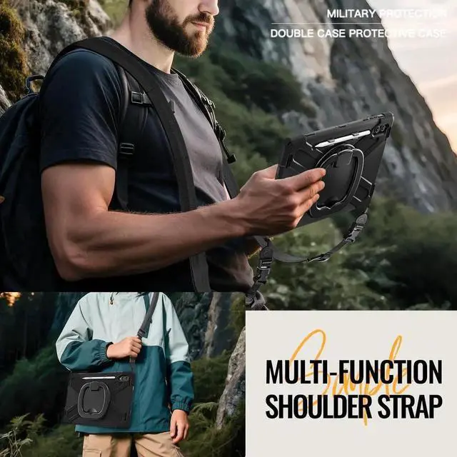 Alt view image 6 of 7 - Compatible with Sam-sung Galaxy Tab S11 Ultra 14.6" 2025 Released Model SM-X930/X936B CaseMilitary Grade Shockproof Case with Screen Protector,360° Rotating Stand/Handle Shoulder Cover(Black)