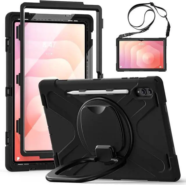 Main image of Compatible with Sam-sung Galaxy Tab S11 Ultra 14.6" 2025 Released Model SM-X930/X936B CaseMilitary Grade Shockproof Case with Screen Protector,360° Rotating Stand/Handle Shoulder Cover(Black)