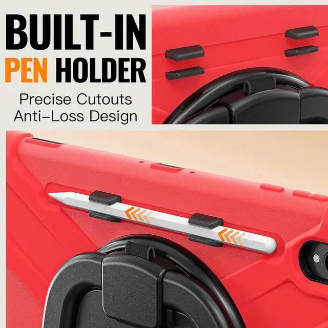Alt view image 3 of 6 - Compatible with Sam-sung Galaxy Tab S11 Ultra 14.6" 2025 Released Model SM-X930/X936B CaseMilitary Grade Shockproof Case with Screen Protector,360° Rotating Stand/Handle Shoulder Cover(Black) Red