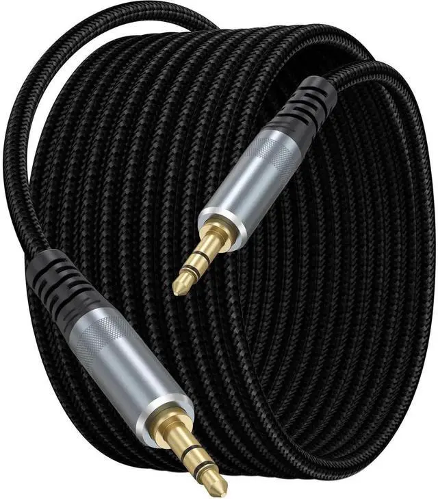 Main image of AUX Cable 15ft Long 3.5mm Audio Aux Cord Male to Male Braided OFC Core Stereo Auxiliary 1/8 Headphone Jack for Car Smartphone TV Switch Laptop (Black)