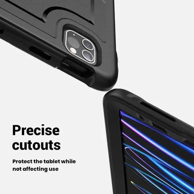 Alt view image 7 of 7 - JAENFONG Case for iPad Air 5 (2022) M1 Chip/iPad Air 4th 2020 10.9 inch Multilayered Rugged Durable Shockproof Tablet Cover with 360° Rotating Hand Strap Foldable Hidden Stand, Black