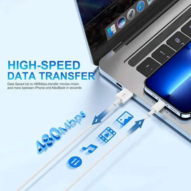 Alt view image 3 of 7 - iPhone Lightning Cable 6FT [ MFi Certified] iPhone Cable Fast Charging Cord for iPhone 14 13 12 11 Pro Max XS XR X 8 7 6 Plus SE and More