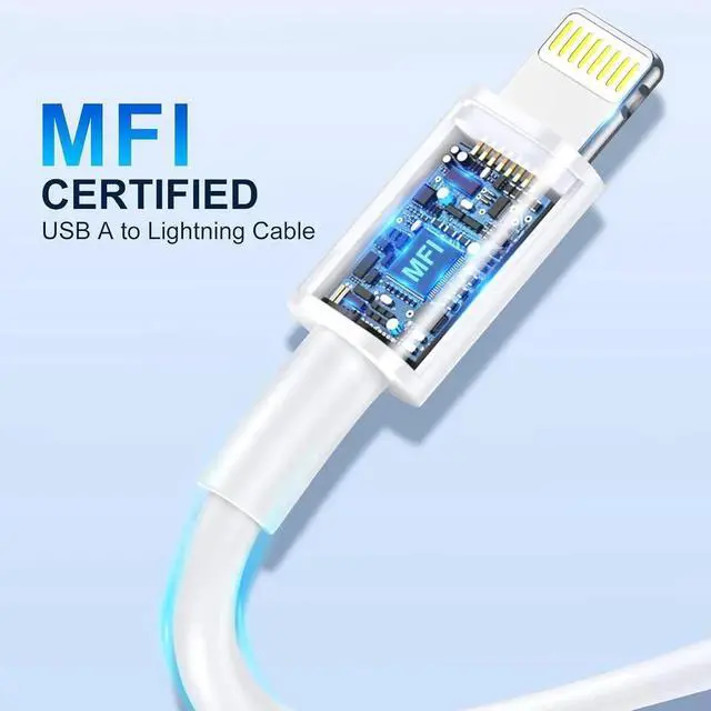 Alt view image 4 of 7 - iPhone Lightning Cable 6FT [ MFi Certified] iPhone Cable Fast Charging Cord for iPhone 14 13 12 11 Pro Max XS XR X 8 7 6 Plus SE and More