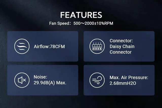 Alt view image 5 of 7 - JAENFONG ID-COOLING AF-127-K 120mm Case Fan ARGB FDB Bearing PC Fan Daisy Chain Connector Computer Fan for Radiator/CPU Air Cooler/Computer Case, Black