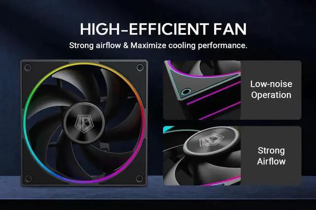 Alt view image 4 of 7 - JAENFONG ID-COOLING AF-127-K 120mm Case Fan ARGB FDB Bearing PC Fan Daisy Chain Connector Computer Fan for Radiator/CPU Air Cooler/Computer Case, Black