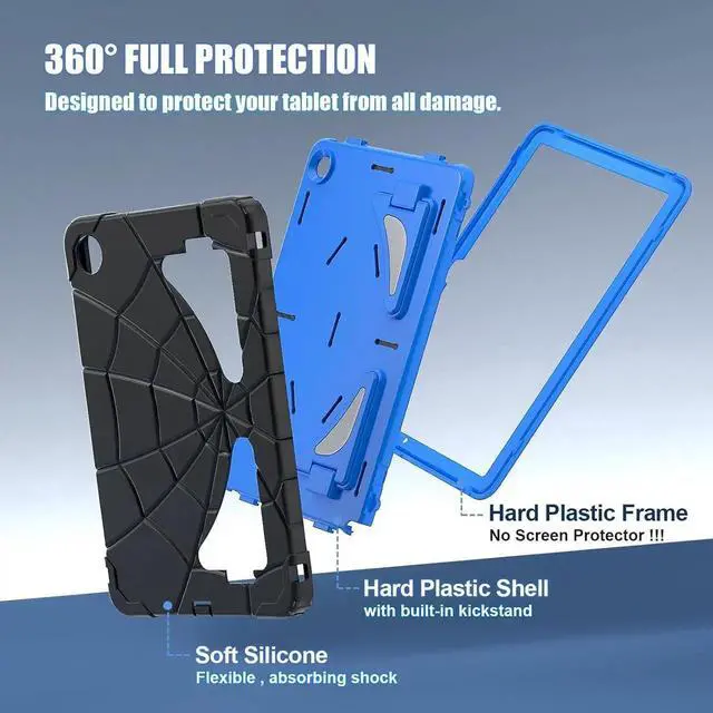 Alt view image 5 of 7 - JAENFONG Shockproof Case for Galaxy Tab A9 Plus 11'' 2023,3-Layer Silicone+PC Hybrid Rugged Heavy Duty with Kickstand Kids Friendly Children Boys for Galaxy Tab A9+ 2023 (Black+Blue)