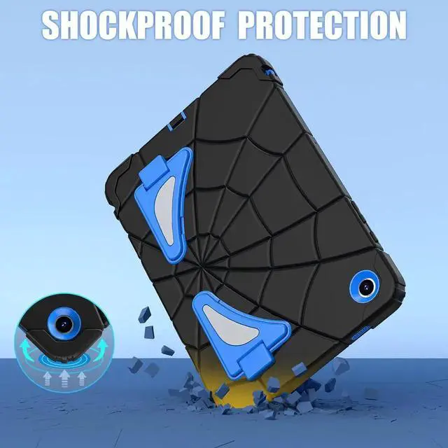 Alt view image 7 of 7 - JAENFONG Shockproof Case for Galaxy Tab A9 Plus 11'' 2023,3-Layer Silicone+PC Hybrid Rugged Heavy Duty with Kickstand Kids Friendly Children Boys for Galaxy Tab A9+ 2023 (Black+Blue)