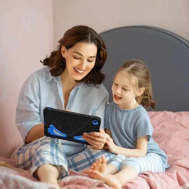 Alt view image 4 of 7 - JAENFONG Shockproof Case for Galaxy Tab A9 Plus 11'' 2023,3-Layer Silicone+PC Hybrid Rugged Heavy Duty with Kickstand Kids Friendly Children Boys for Galaxy Tab A9+ 2023 (Black+Blue)