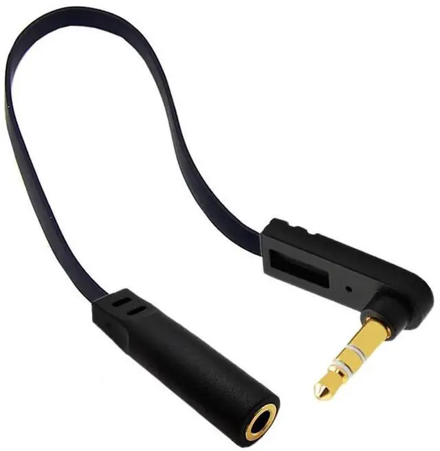 Main image of 6 Inch 3.5mm Audio Extension Cable Straight Famale to 90 Degree Angle Male 1/8 TRS Jack Extender AUX Cord for Headphone Speaker Car Stereo Home Stereo