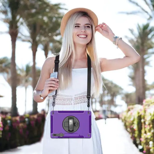 Alt view image 5 of 7 - JAENFONG Case for Galaxy Tab S7 FE/S8 Plus/S7 Plus, Rugged Shockproof Case for Samsung Galaxy Tab S7 FE/S8 Plus/S7 Plus 12.4 Inch with Hand/Shoulder Strap-S Pen Holder-Rotating Kickstand,Purple