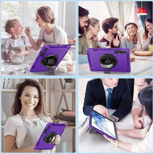Alt view image 7 of 7 - JAENFONG Case for Galaxy Tab S7 FE/S8 Plus/S7 Plus, Rugged Shockproof Case for Samsung Galaxy Tab S7 FE/S8 Plus/S7 Plus 12.4 Inch with Hand/Shoulder Strap-S Pen Holder-Rotating Kickstand,Purple