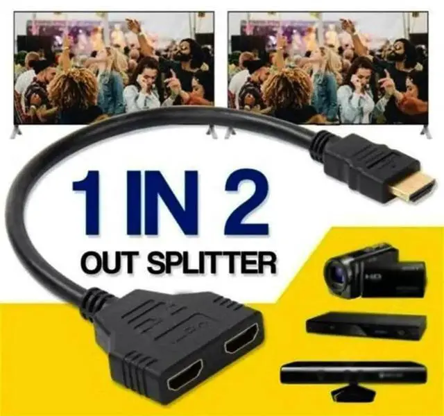 Alt view image 2 of 7 - HDMI Splitter Adapter Cable 1080P HDMI Splitter 1 in 2 Out HDMI Male to 2 HDMI Female 1 to 2 Way Splitter Cable for HDTV LCD Monitor and Projectors