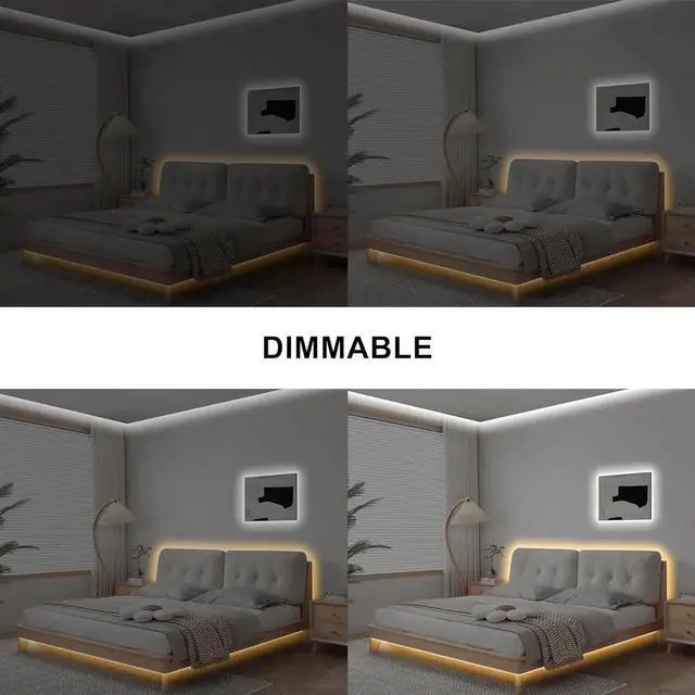 Alt view image 7 of 7 - 6.56ft Tunable White 2700K-6500K COB Led Strip Light with RF Remote Dimmable CCT COB Led Lights Adhesive Led Light Strip for Bedroom Kitchen Cabinet