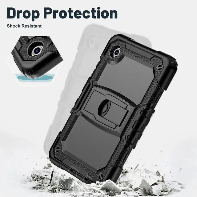 Alt view image 7 of 7 - JAENFONG Case for Sam-sung Tab A11 8.7 Inch SM-X133 / X135(2025)/ A9 (2023) (SM-X110/X115/X117) Protective with Screen Protector Pencil Holder Shoulder Strap & Stand, Drop-Proof Case (Black)