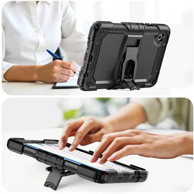 Alt view image 3 of 7 - JAENFONG Case for Sam-sung Tab A11 8.7 Inch SM-X133 / X135(2025)/ A9 (2023) (SM-X110/X115/X117) Protective with Screen Protector Pencil Holder Shoulder Strap & Stand, Drop-Proof Case (Black)