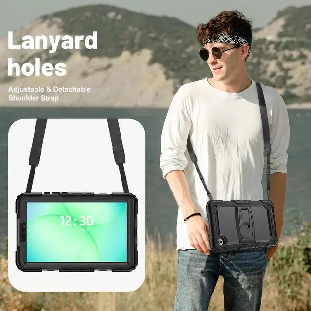 Alt view image 5 of 7 - JAENFONG Case for Sam-sung Tab A11 8.7 Inch SM-X133 / X135(2025)/ A9 (2023) (SM-X110/X115/X117) Protective with Screen Protector Pencil Holder Shoulder Strap & Stand, Drop-Proof Case (Black)