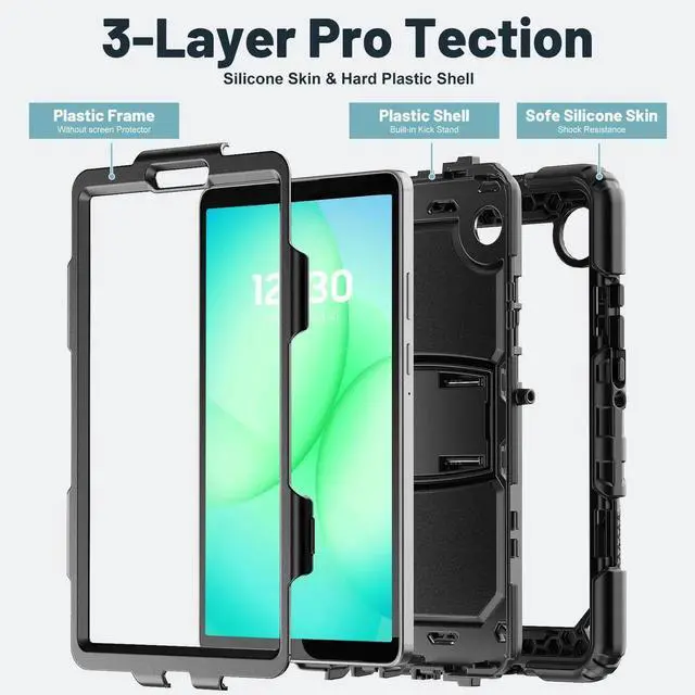Alt view image 4 of 7 - JAENFONG Case for Sam-sung Tab A11 8.7 Inch SM-X133 / X135(2025)/ A9 (2023) (SM-X110/X115/X117) Protective with Screen Protector Pencil Holder Shoulder Strap & Stand, Drop-Proof Case (Black)