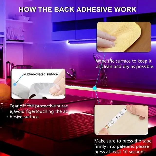 Alt view image 2 of 6 - Led Lights for Bedroom 25ft RGB 5050 Led Strip Lights Color Changing Kit with 44 Keys Remote Controller and 12V Power Supply Led Light Strips Indoor Decoration Easter Decor