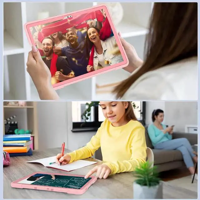 Alt view image 6 of 7 - JAENFONG Shockproof Kickstand Case for Galaxy Tab S9 Plus/S9 FE Plus 12.4'', Heavy Duty Hybrid Rugged Three Layer Soft Silicone +Hard PC with S-Pen Holder for Tab S9+ S9 FE+ 2023 (Rose Gold)