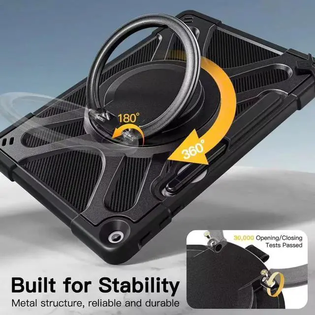 Alt view image 2 of 7 - JAENFONG Case for Microsoft Surface Pro 12 Inch 2025, All-in-One Rugged Transparent Protective Cover with Multi-Angle Kickstand & Pen Holder & Hand Strap, Compatible with Type Cover Keyboard, Black