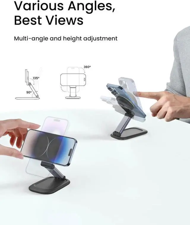 Alt view image 5 of 7 - JAENFONG Continuity Camera Mount for MacBook, Foldable iPhone Webcam Mount, Magnetic Phone Holder Compatible with iPhone 16/15/14/13/12 Series,MacBook OS Ventura,Facetime- Black