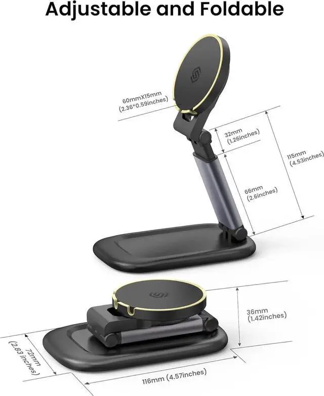 Alt view image 4 of 7 - JAENFONG Continuity Camera Mount for MacBook, Foldable iPhone Webcam Mount, Magnetic Phone Holder Compatible with iPhone 16/15/14/13/12 Series,MacBook OS Ventura,Facetime- Black