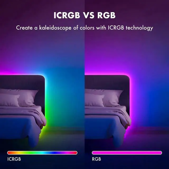 Alt view image 7 of 7 - Neon Rope Lights 16.4FT IC+RGB LED Strip Lights App+Remote Control Outdoor IP67 Waterproof Music Sync Color Changing Flexible DIY Design Neon Lights for Bedroom Gaming Party Decor