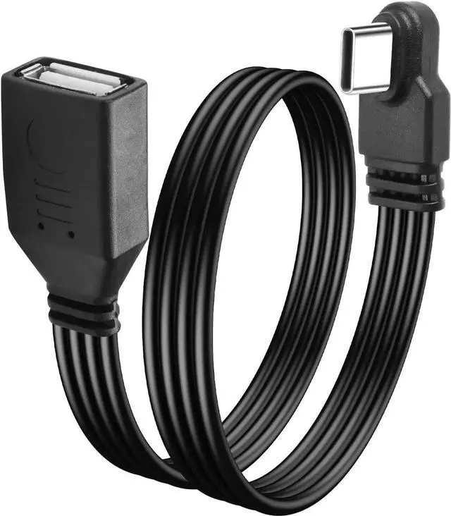Main image of 90 Degree USB C Male to USB A Female OTG Cable Right Angle Type C to USB Charge Cord Fast Charging and Data TransferFlat Flexible USB-C to USB-A 2.0 Cable for Phone Tablet Laptop 1Ft