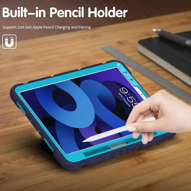 Alt view image 2 of 6 - JAENFONG iPad Air 5th Generation Case 2022 - Protective Case for 10.9'' iPad Air 5th/4th Gen & iPad Pro 11 inch (4th/3rd/2nd/1st), iPad Pro 11 inch Case with Kickstand and Screen Protector - Navy Blue