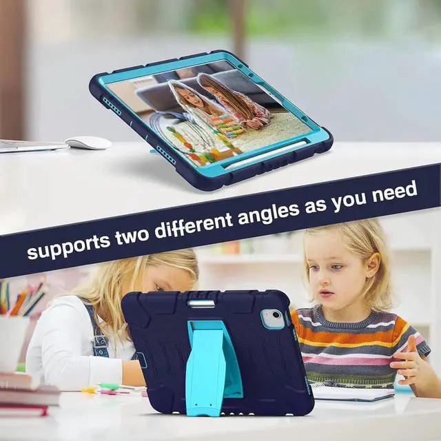 Alt view image 4 of 6 - JAENFONG iPad Air 5th Generation Case 2022 - Protective Case for 10.9'' iPad Air 5th/4th Gen & iPad Pro 11 inch (4th/3rd/2nd/1st), iPad Pro 11 inch Case with Kickstand and Screen Protector - Navy Blue