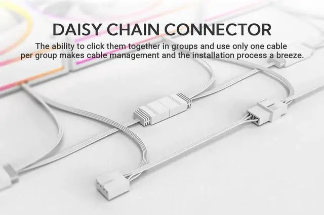 Alt view image 3 of 6 - JAENFONG ID-COOLING AF-127-W 120mm Case Fan ARGB FDB Bearing PC Fan Daisy Chain Connector Computer Fan for Radiator/CPU Air Cooler/Computer Case, White